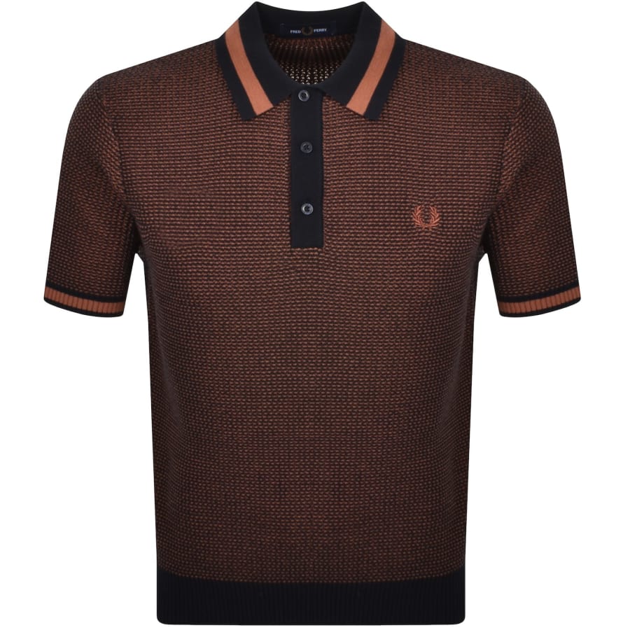 Fred Perry Textured Knit Polo Shirt Navy | Mainline Menswear